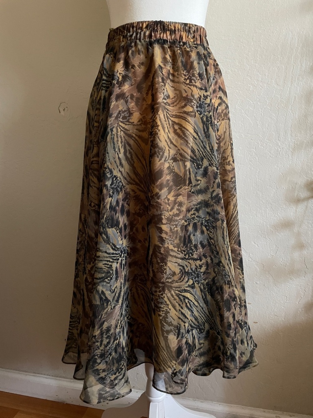 Animal print vintage chiffon circle skirt - Picture 6 of 14
